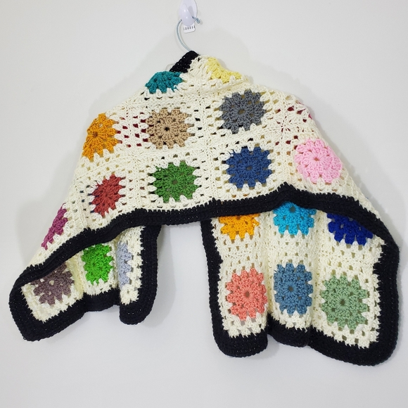 Granny Square Multicolored Crocheted Scarf - Picture 12 of 13